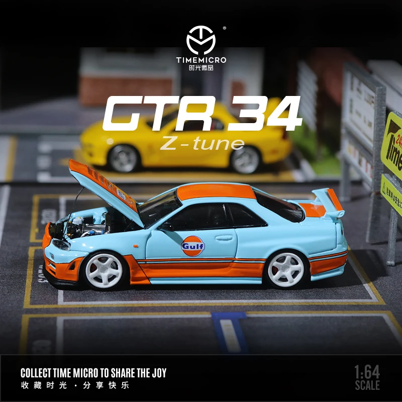 

Коллекционная модель TimeMicro1:64 Nissan Gtr34 персикового масляного покрытия из сплава