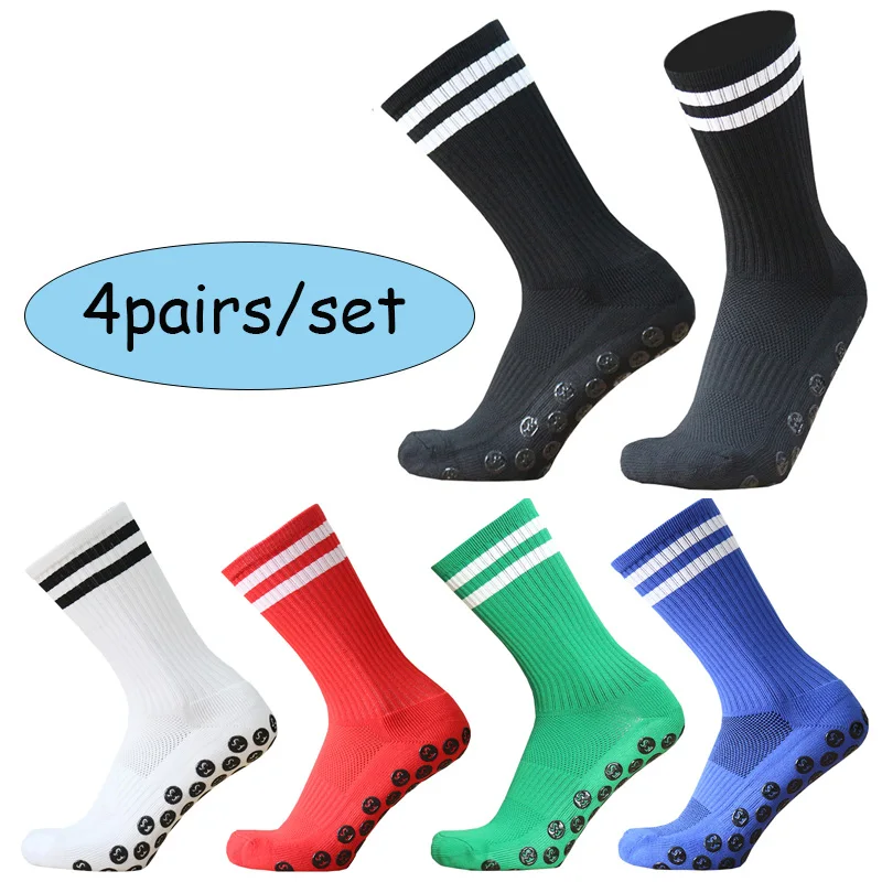 

4 Pairs/Sets Brand New FS Striped football Socks Grip Non-Slip Men's and Women's Soccer Socks calcetas antideslizantes de futbol