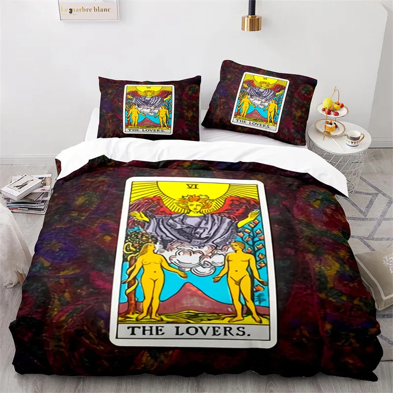 Boho Sun and Moon Duvet Cover Mysterious Astrology Bedding Set Microfiber Witch Wiccan Fortune-Telling Tarot Cards Quilt Cover 4