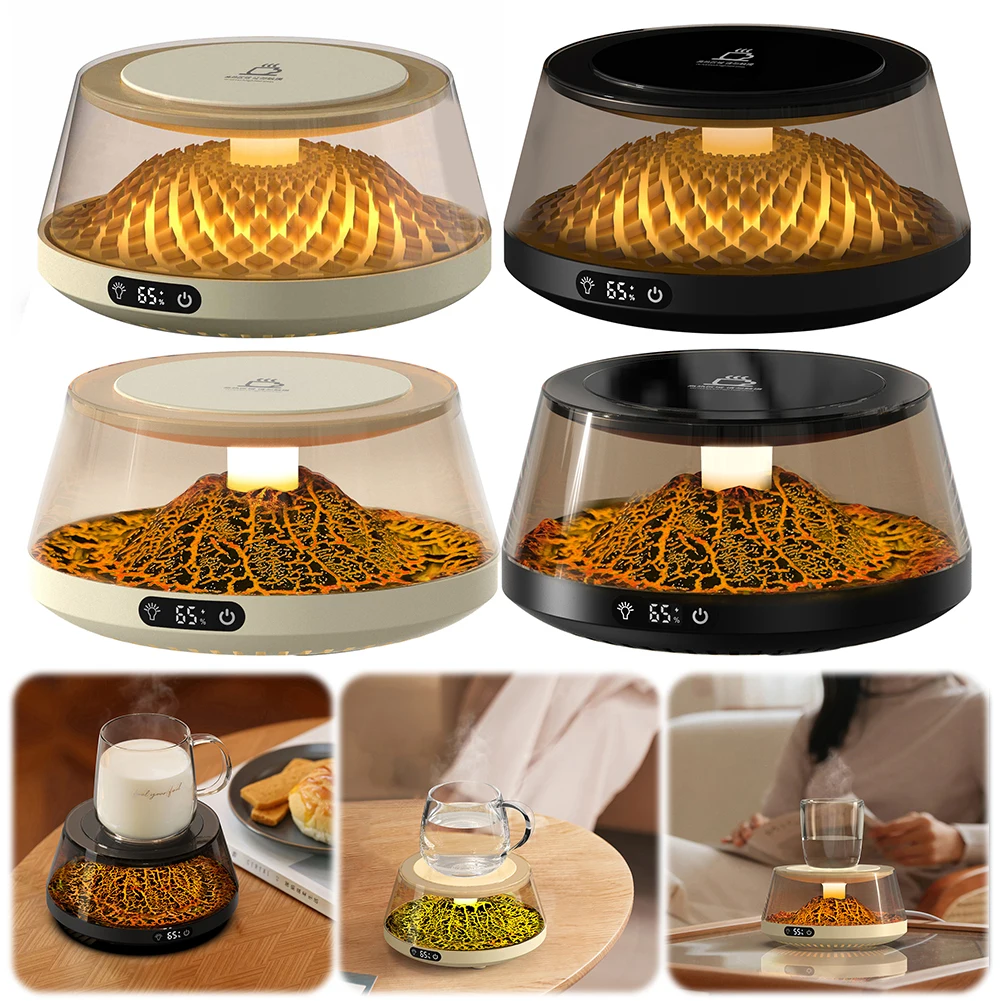 USB Thermostatic Heating Coaster with LED Lights Coffee Cup Heater 4 Temperature Settings for Hot Coffee Tea Espresso Milk