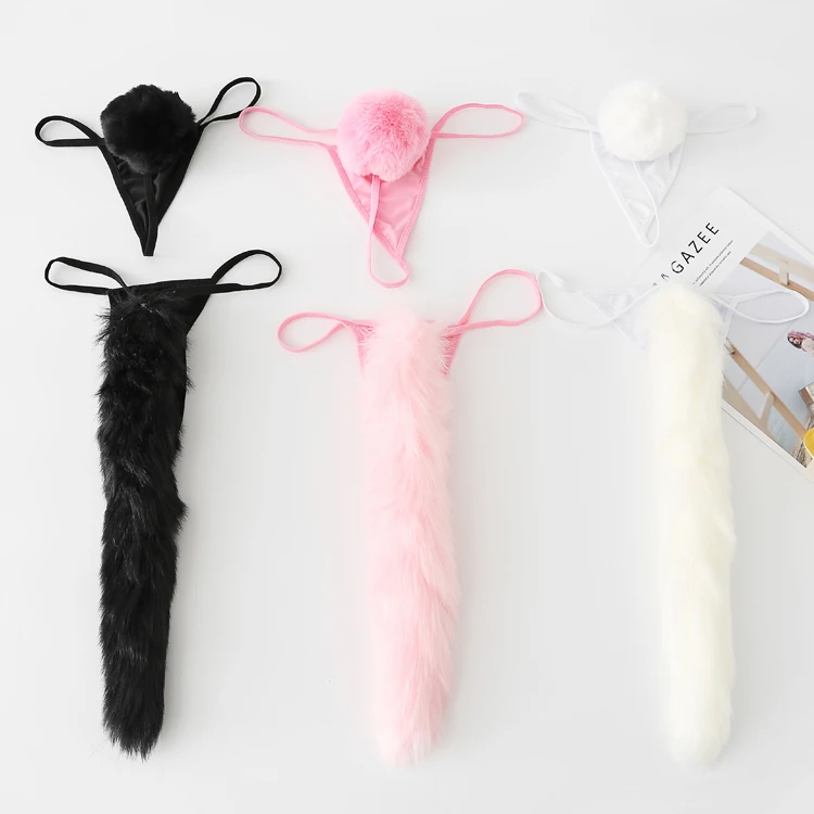 Women Lingerie Soft Cute Rabbit Tail Hair Ball G String Kawaii Lolita Cotton Thong Briefs Seamless Panties