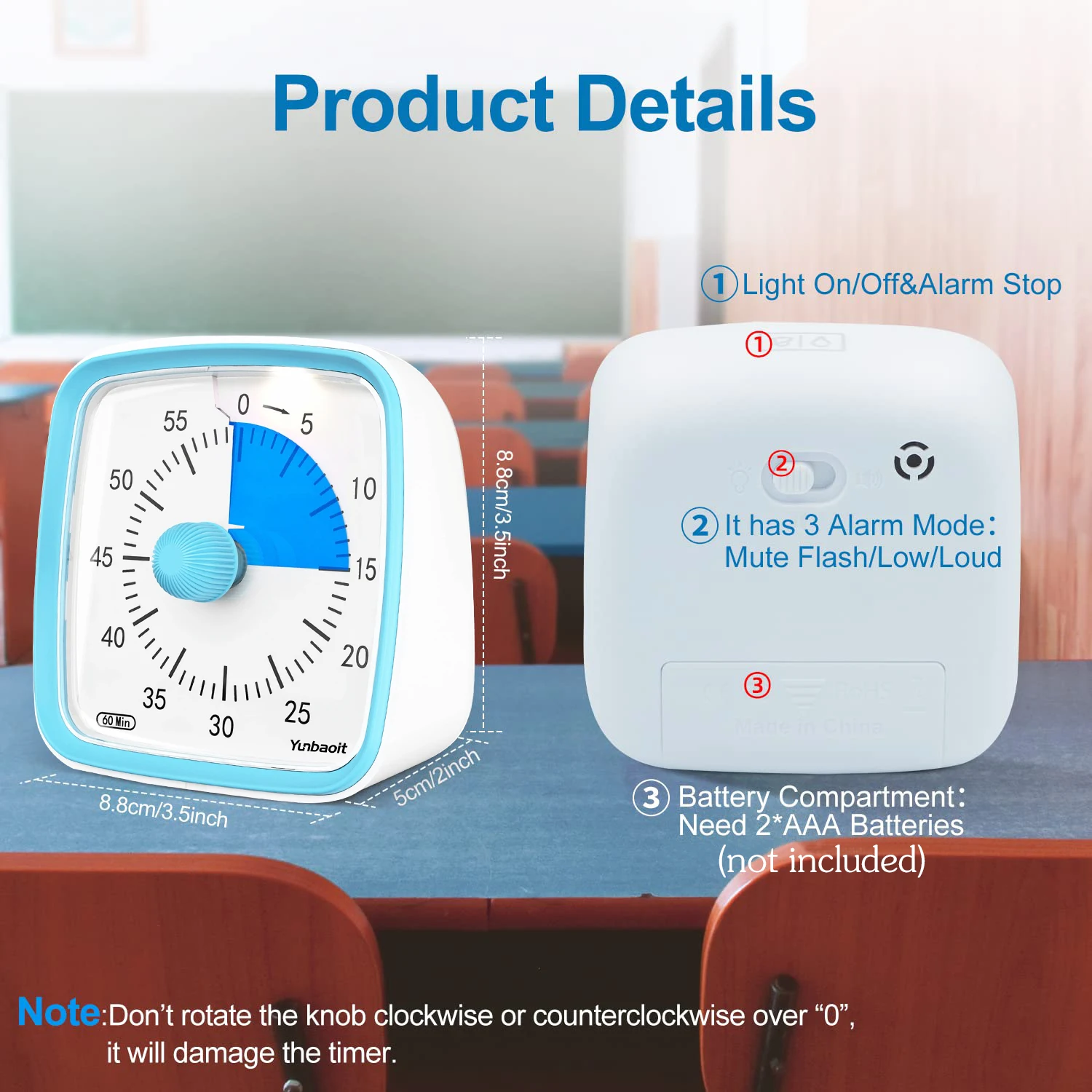 Visual Timer Yunbaoit 60-Minute Countdown for Kids Adults