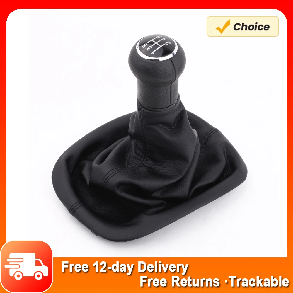 New 5 Speed Gear Shift Knob Gaitor Boot Black PU Leather Shift Knob Boot for VW Passat B5 Volkswagen