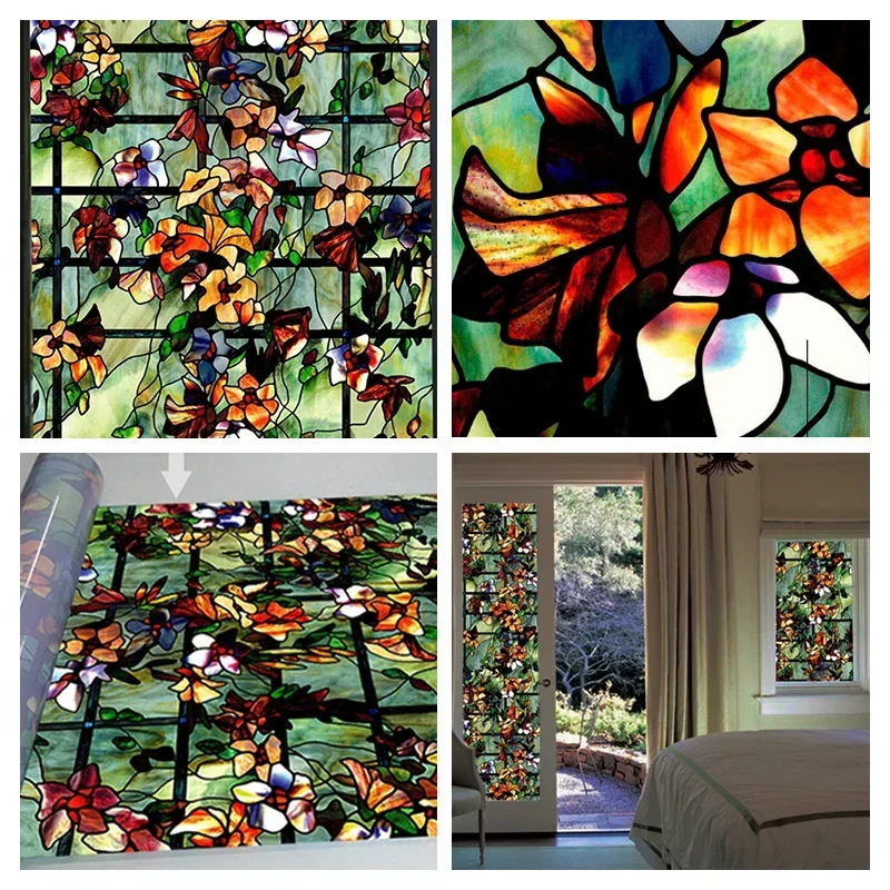 Window Privacy Film Adhesive Film Static Clings 3D Decorative Flower Window Stained Vinyl Glass Christmas Sticker window privacy film window film window sticker
