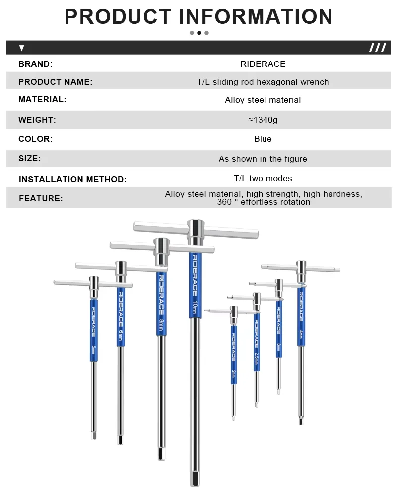 Professioneller Fahrrad-Inbusschlüssel Verlängerter T-förmiger Schraubenschlüssel Robustes Langlebiges Fahrrad-Reparaturwerkzeug 2/2,5/3/4/5/6/8/10mm – Detail 1