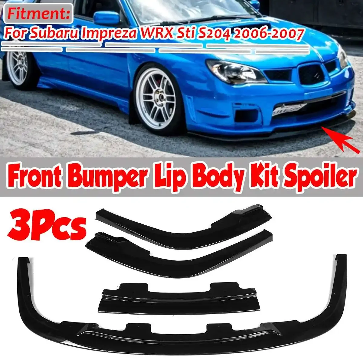 Aspetto In Fibra Di Carbonio/Nero Auto Paraurti Anteriore Lip Body Kit Spoiler Splitter Deflettore Labbra Per Subaru Impreza Wrx Sti S204 2006-2007