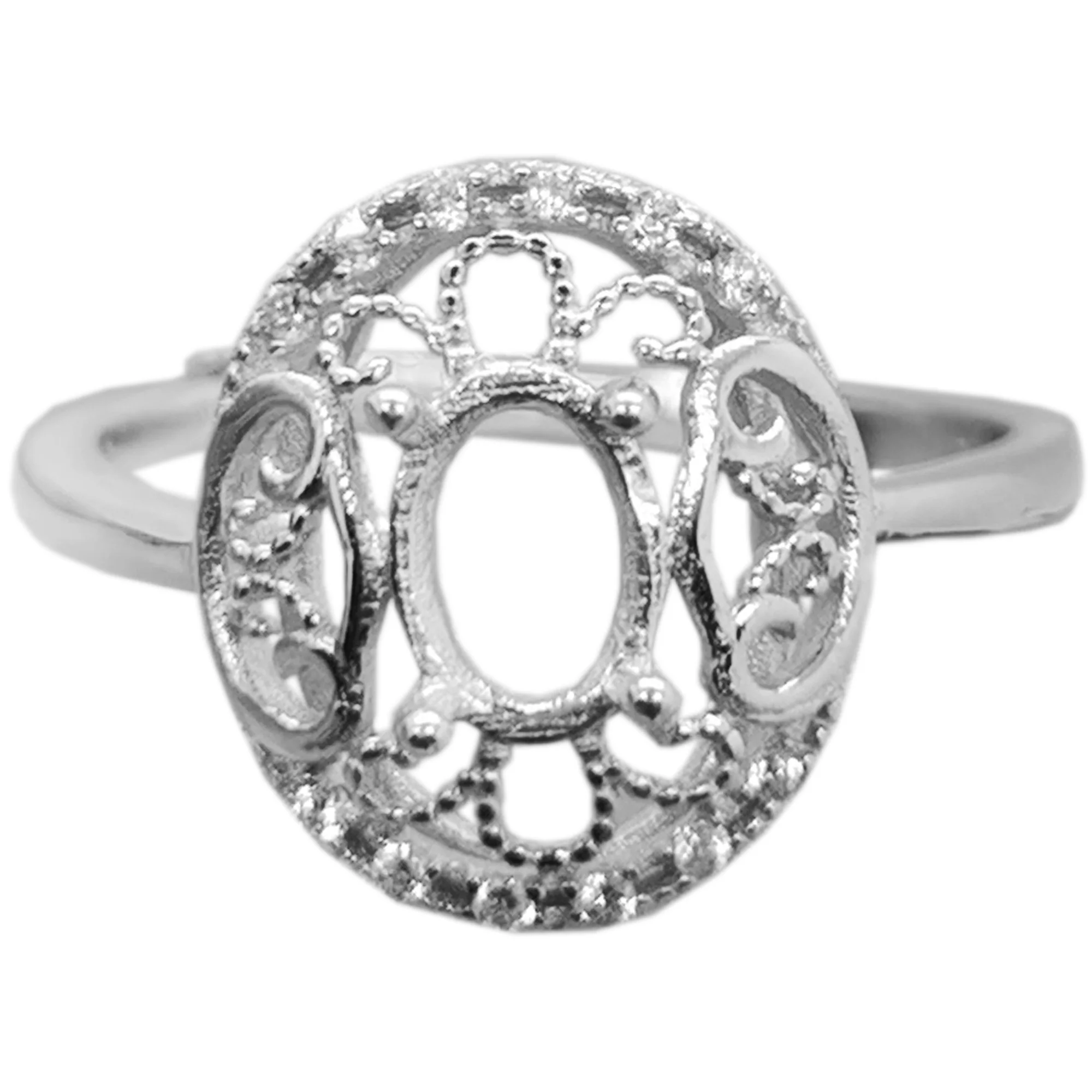 

18K Gold Plating Vintage Sterling Silver Ring Setting 5mm*7mm Gemstone Ring Setting for Jewelry Making