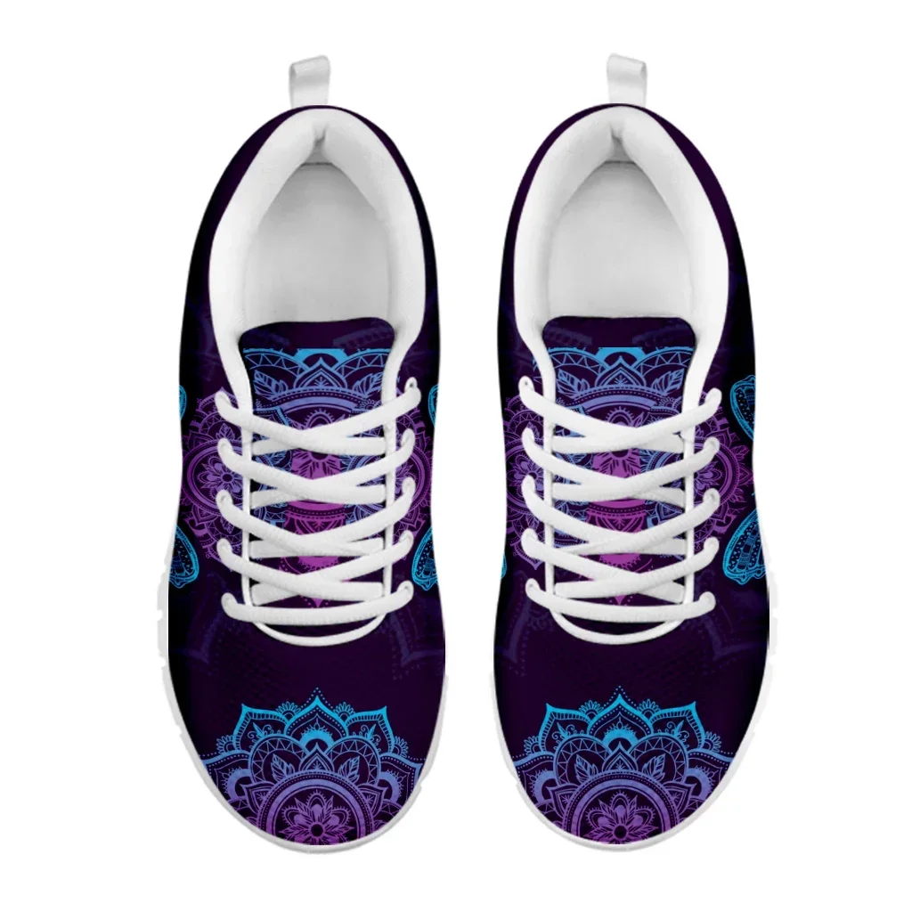 Purple Bohemian Mandala Flower Design Lightweight Outdoor Shoes Butterfly Pattern Comfortable Platform Sneakers