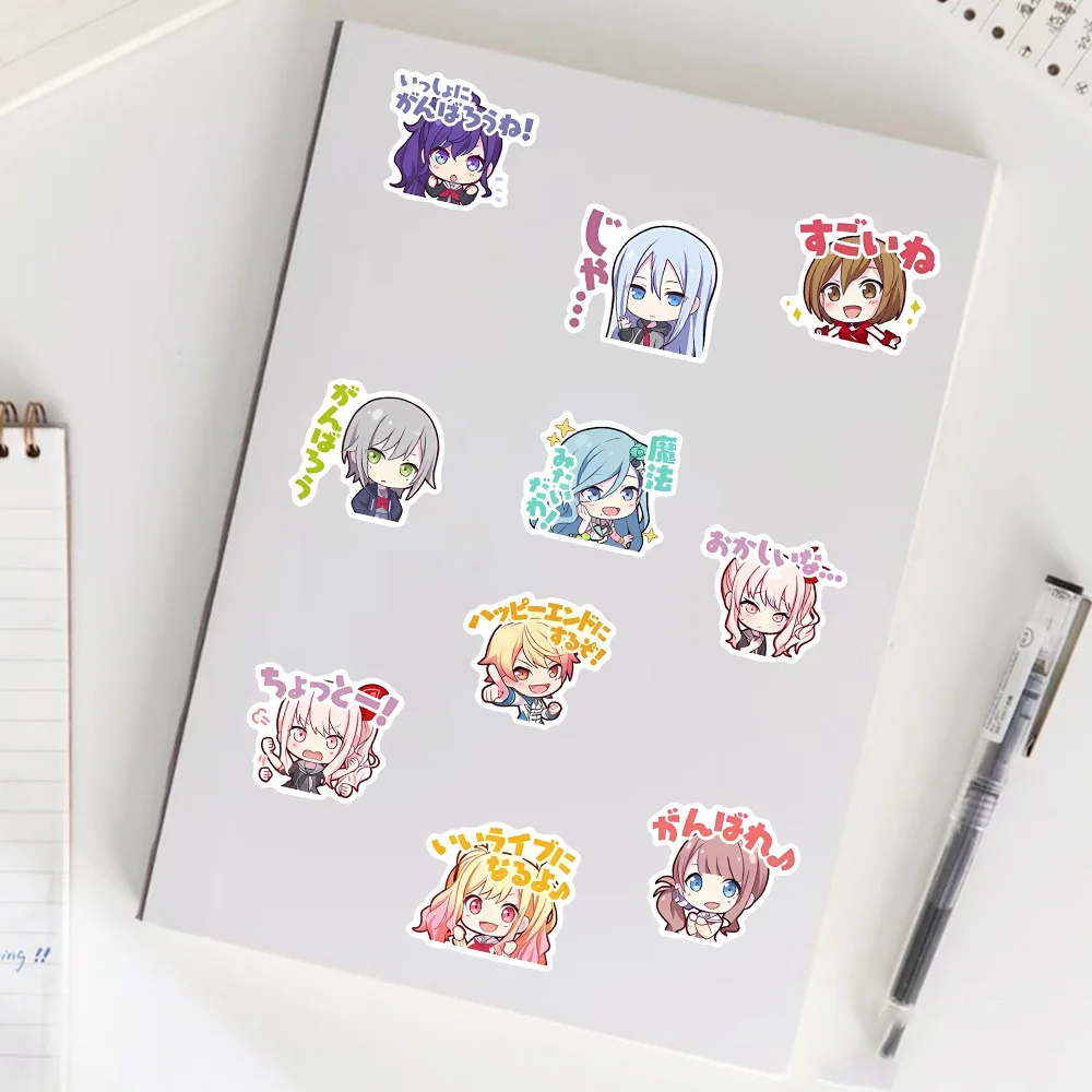 Pictures of World Plan Q Version Cute Pjsk Expression Handbook Material 100pcs Creative Tablet Miku Stickers Cartoon stickers Anime stickers Kawaii stickers Colorful stickers Decorative stickers Paper stickers