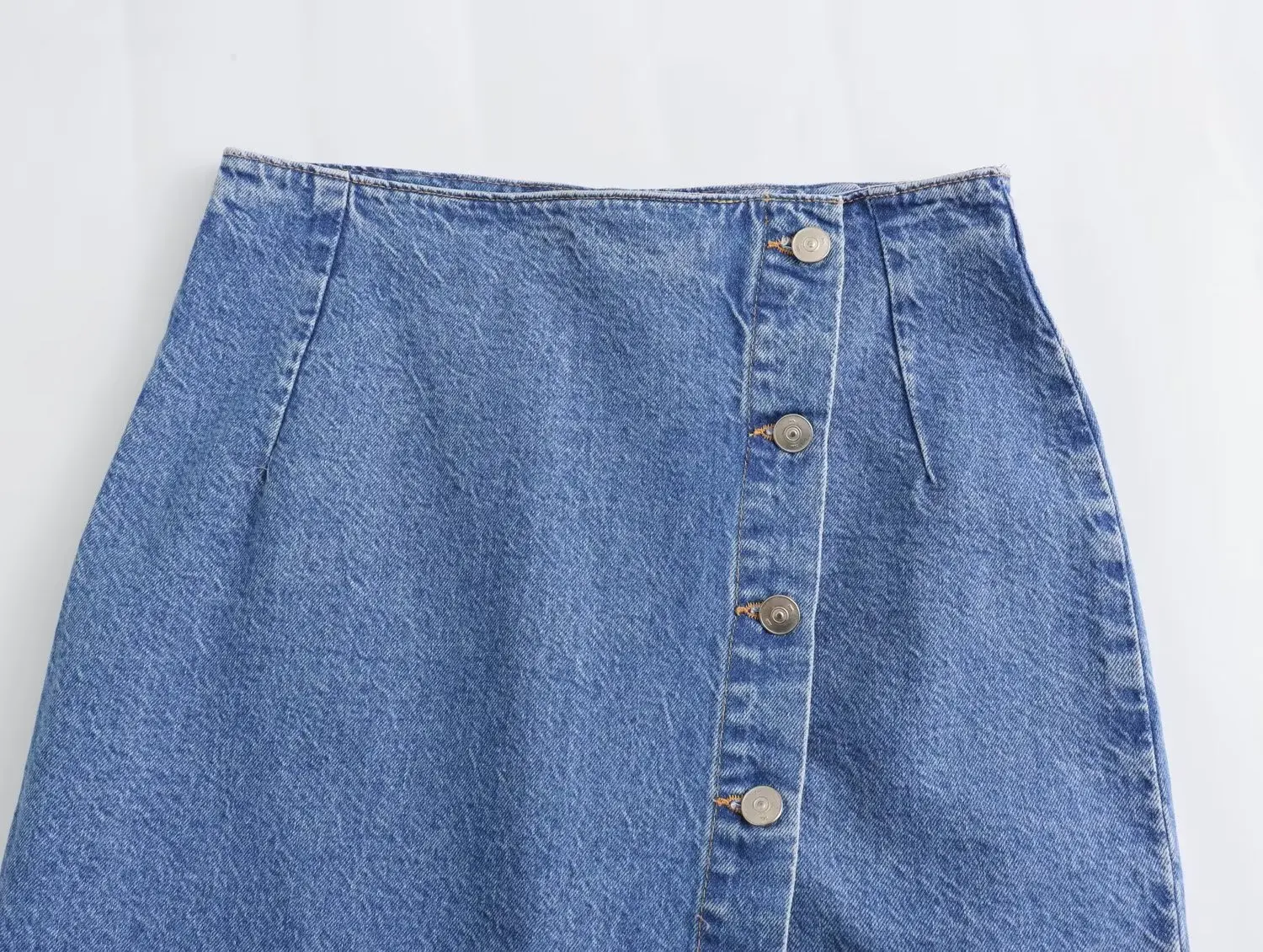 Jenny&Dave 2023 Streerwear High Waist Button Decorative Split Midi Skirt Women Fashionable Girls' New Cothes Denim Skirt