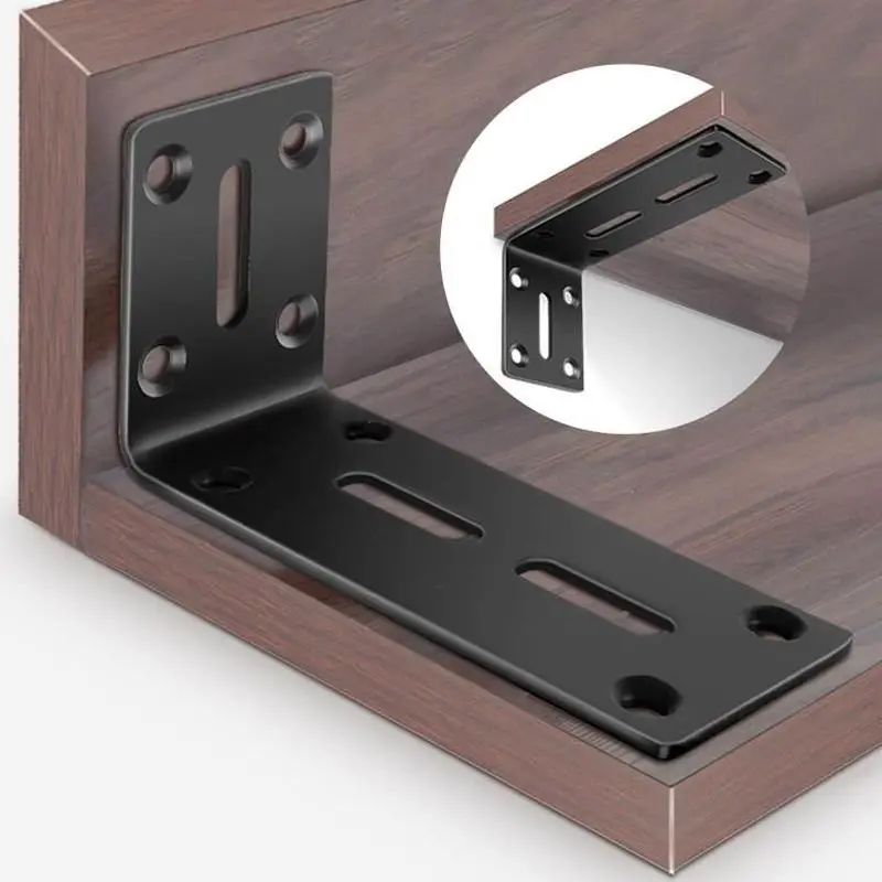 Set of 2 Adjustable 90-Degree Black Brackets