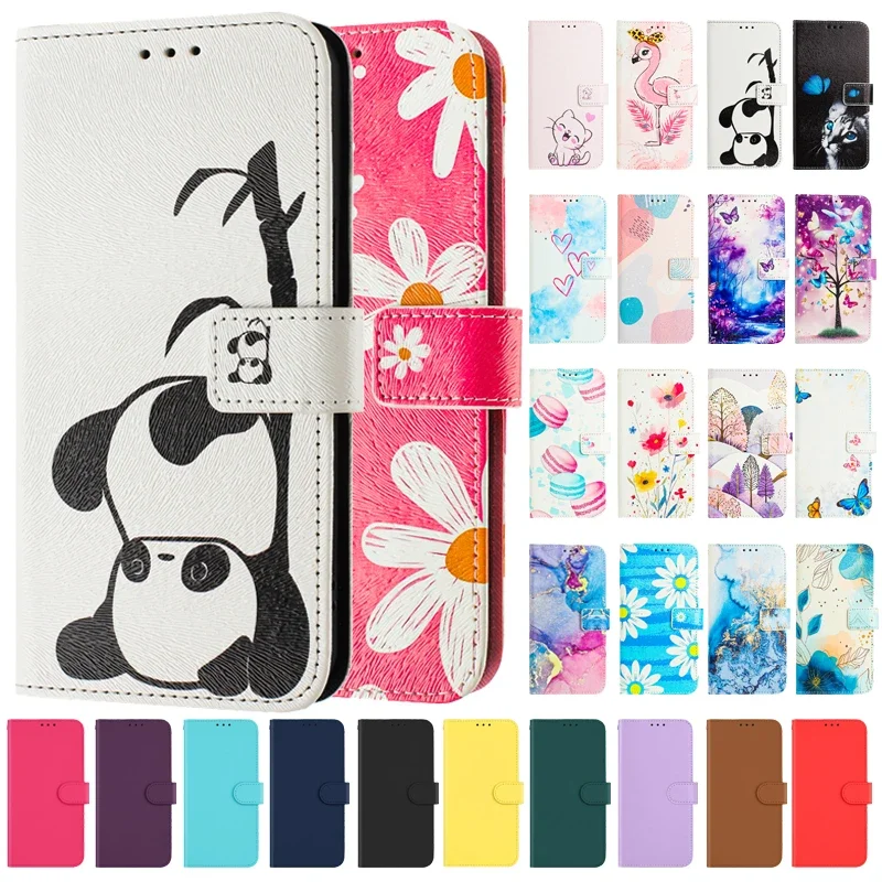Luxury Flip Leather Wallet Case with Floral Design