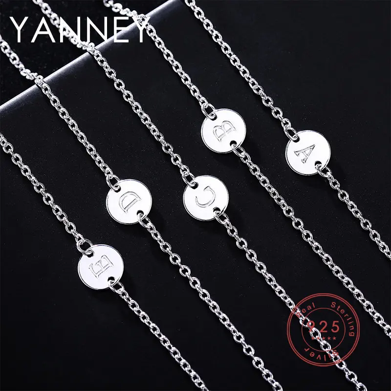 

Fashion 925 Sterling Silver 8 Inches Simple Letters Bracelet For Women Charm Wedding Jewelry Couple Birthday Party Gifts