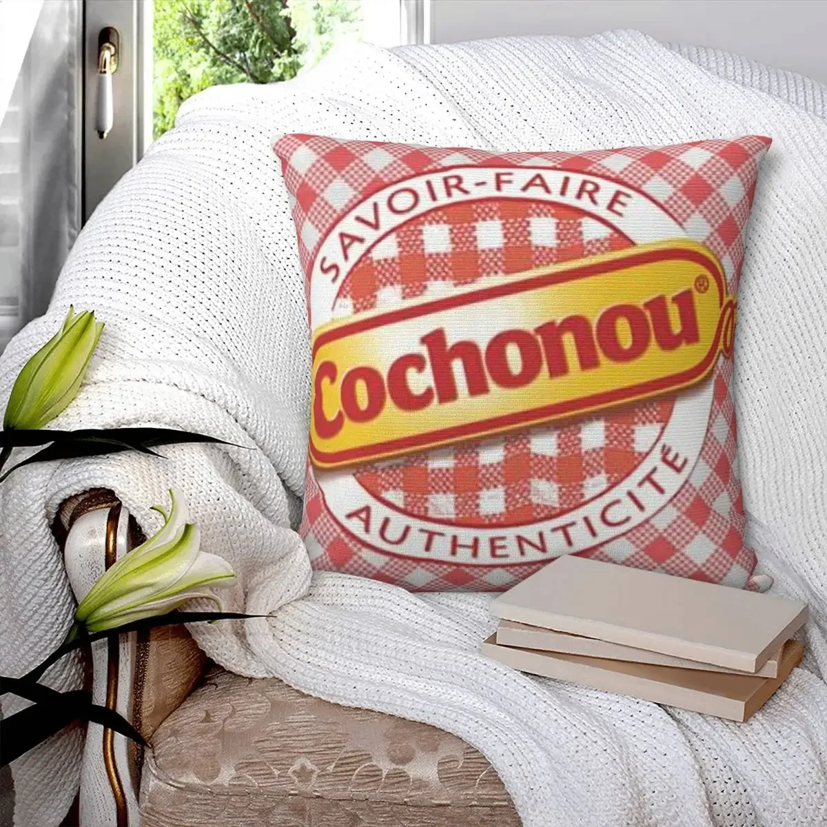 

Красная квадратная наволочка в клетку Cochonou, наволочка из полиэстера, декоративная комфортная Наволочка на молнии для домашнего дивана