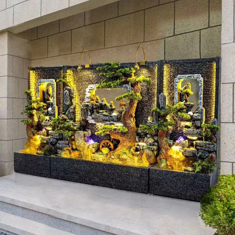 풍수 휠 현관 장식을 위한 부를 끌어들이는 맞춤형 암석 분수 풍경 흐르는 물 장식