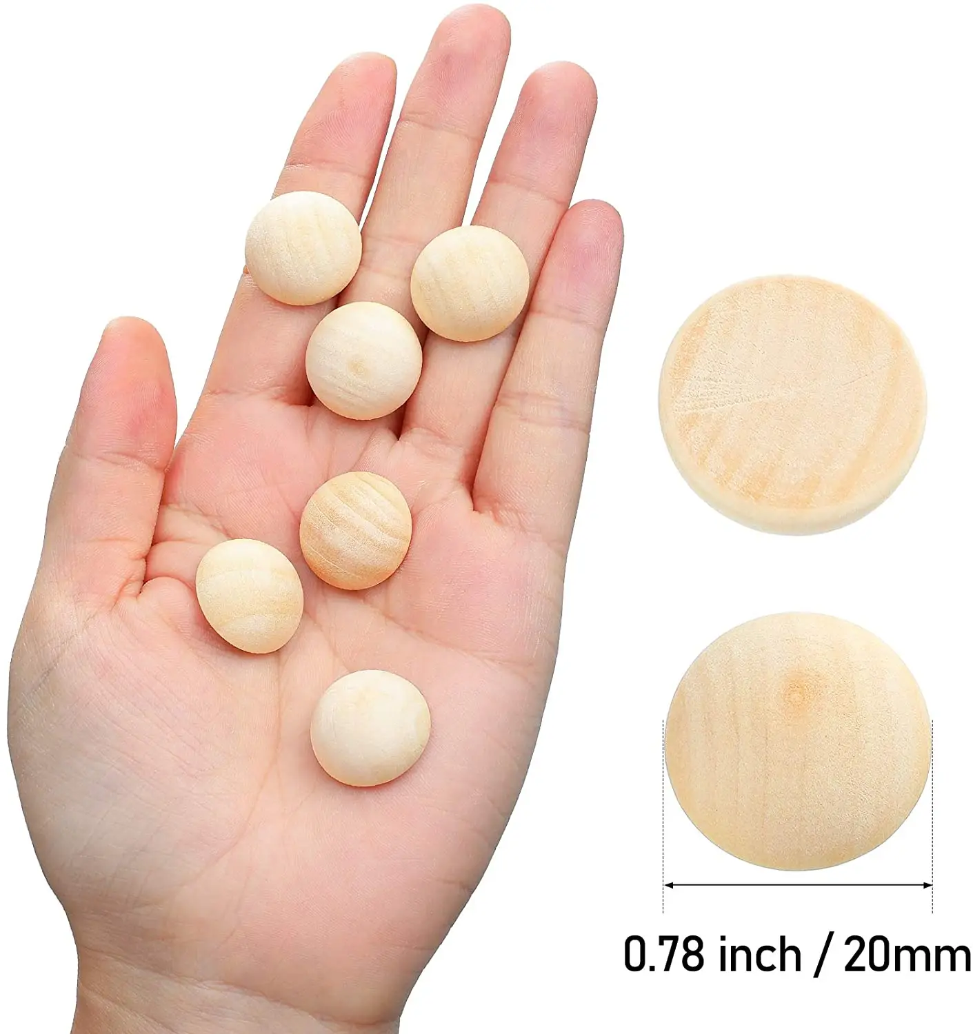 Description Picture 6 of item1-50pcs Half Wooden Beads Natural Wood Balls Split Round Wood Balls For DIY Kids Arts Make Gnome Noses Crafts Christmas Decorate