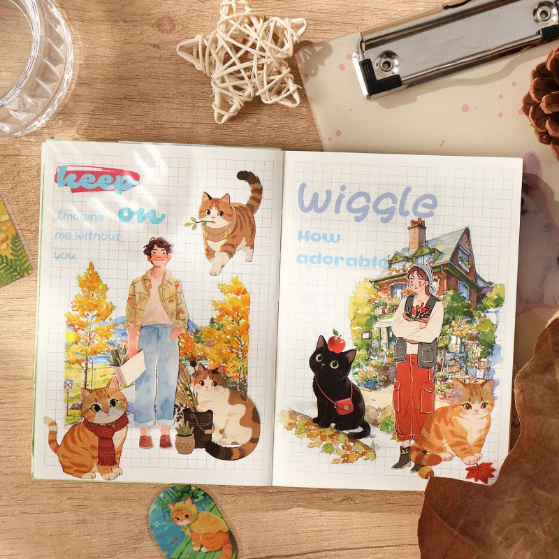Yuezhen Cultural and Creative의 Kitten Holiday 애완동물 스티커 저널 스티커 어린이 스티커 귀여운 저널 재료 선물