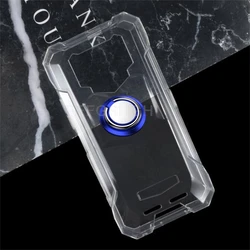 Premium TPU Soft Silicone Phone Cover with Back Ring Holder Bracket for DOOGEE S89 (Clear Tpu  B Blue)
