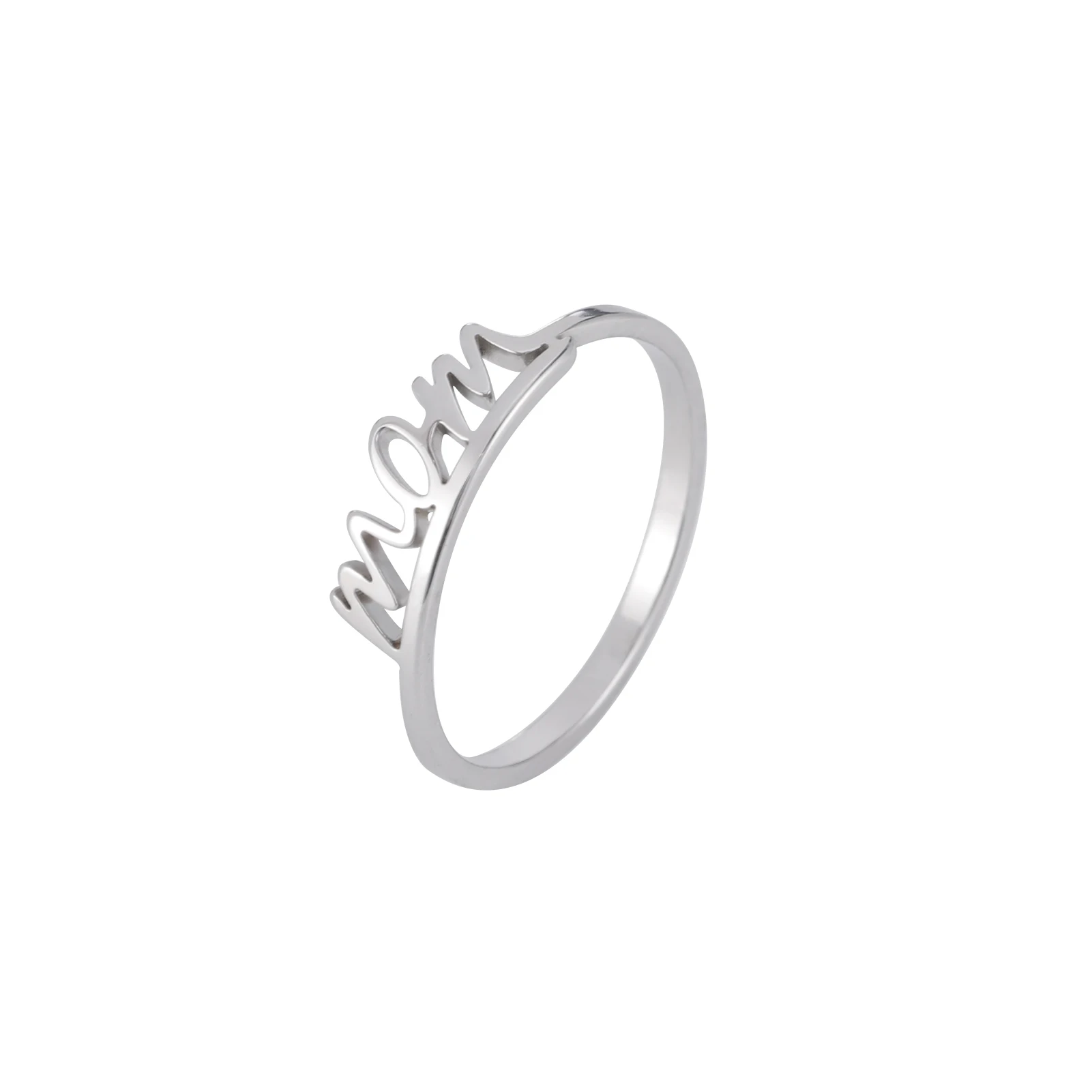 Amaxer Stainless Steel Letter Word Mom Rings for Women Girl Mother's Love Jewelry Birthday Gifts Wholesale 5