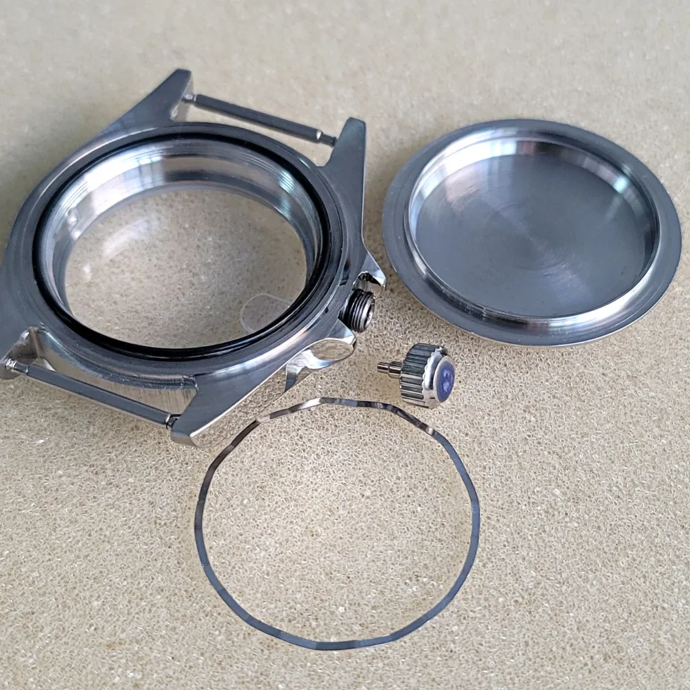 39mm 스틸 시계 케이스 사파이어 돋보기 유리 NH34/NH35/NH36 무브먼트 남성용 시계 부품 용 수정 시계 액세서리