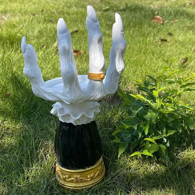 

Party Decor Witch Hand Candlestick Gothic Decor Halloween Resin Decors Creative Haunted House Sculpture White Bone Originality