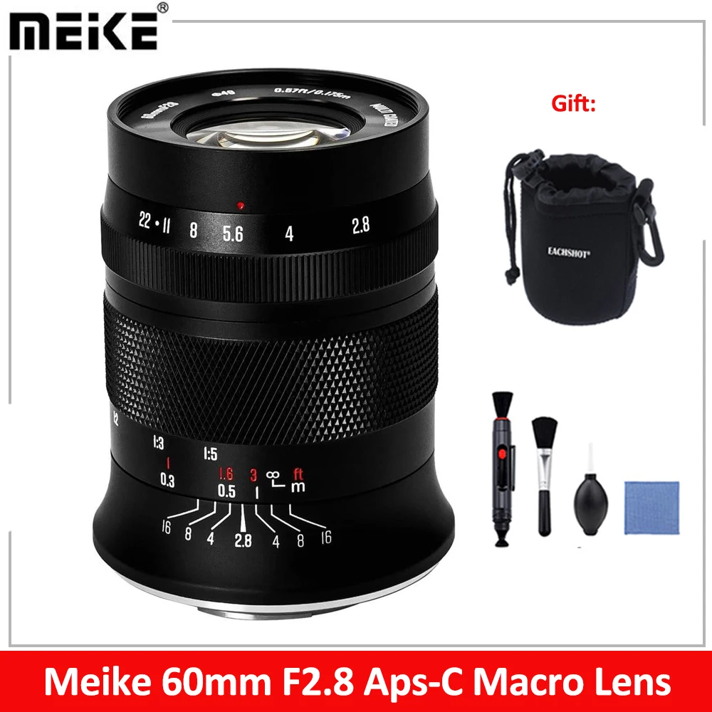 Meike 60Mm F2.8 Aps-C Obiettivo Macro Con Ingrandimento Della Messa A Fuoco Manuale Per Fotocamere Nikon Z Fujifilm X Panasonic Olympus M43 Sony E Mou