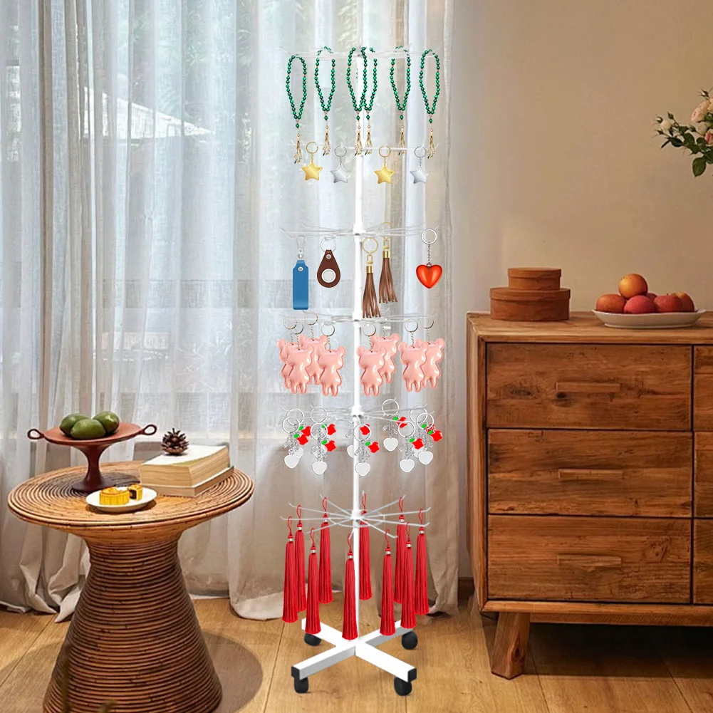 6 Tier Retail Display Stand with Height Adjustable Retail Display Rack Rotating Display Rack for Earring Keychains Jewelry