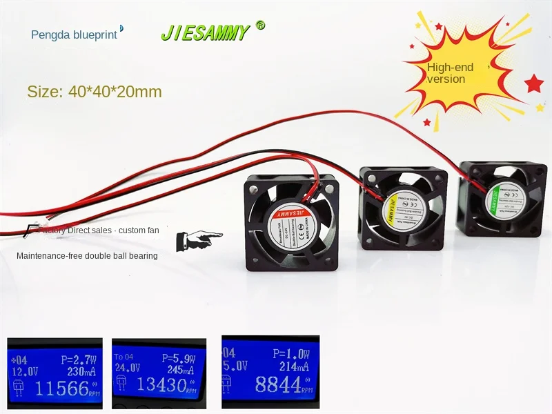 jiesammy dual ball 4020 4cm rd alarm function 24v 0 08a frequency conversion high speed cooling fan40 40 20mm New JIESAMMY Double Ball 4020 High RPM 24V 12V 5V Variable Frequency Chassis 4CM Computer Cooling Fan40*40*20MM