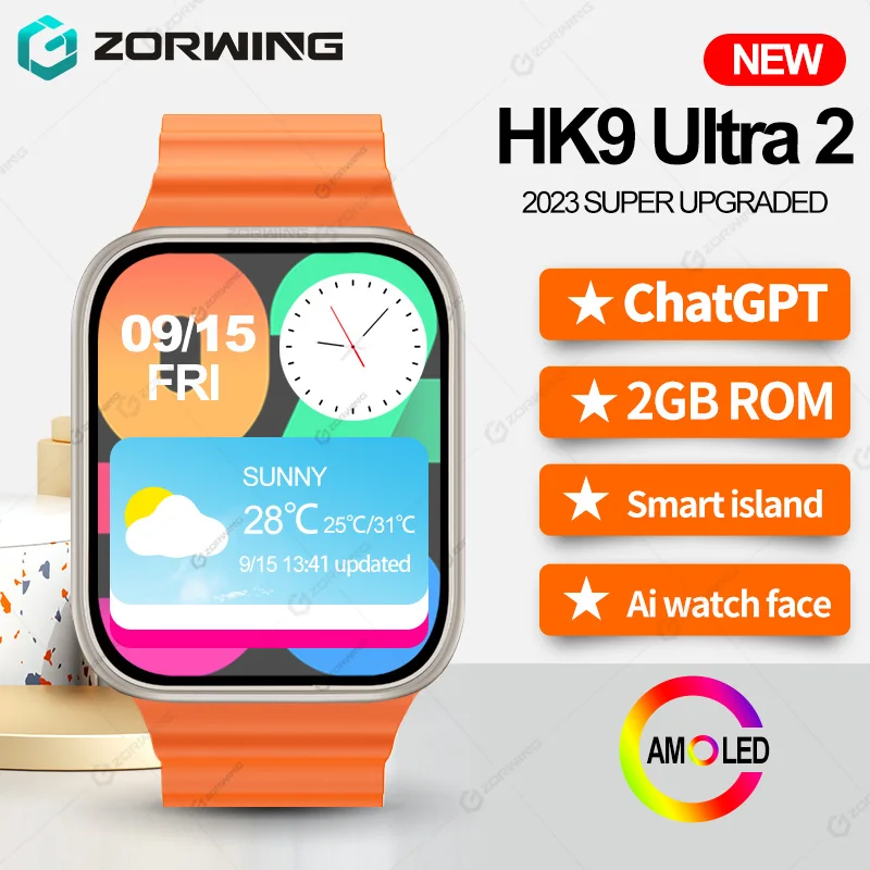 

HK9 Ultra 2 AMOLED Smart Watch Men HK8 Upgraded ChatGPT NFC Smartwatch 2GB ROM Dynamic Island Ai Watch Face for Android IOS 2023