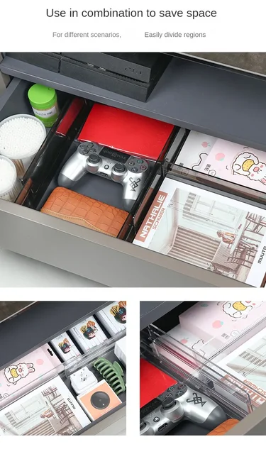 Divisori Per Cassetti Regolabili Set Di 5 - Estensibili 27.8-43.5cm, Organizer Cucina/Bagno