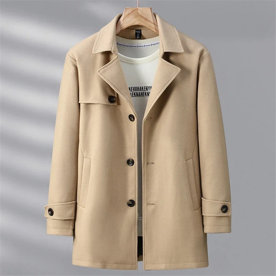 Woolen Jacket Men Plus Size 12XL Solid Color Jackets Woolen Coats Male Autumn Winter Long Style Jacket Fashion Casual 4