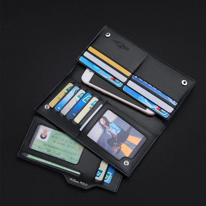 New men's wallet Long leather multi-card bag Soft cowhide anti-theft brush anti-degaussing thin money clip 4