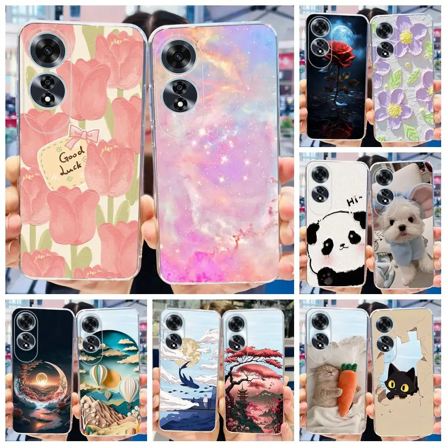 2024 New Stylish Flower Transparent Soft Silicone Slim Back Cover