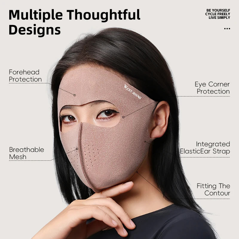 WEST BIKING Windproof Cycling Mask Warm Breathable One-Piece Face Mask for Men And Women Dustproof Sports Hiking Face Cover