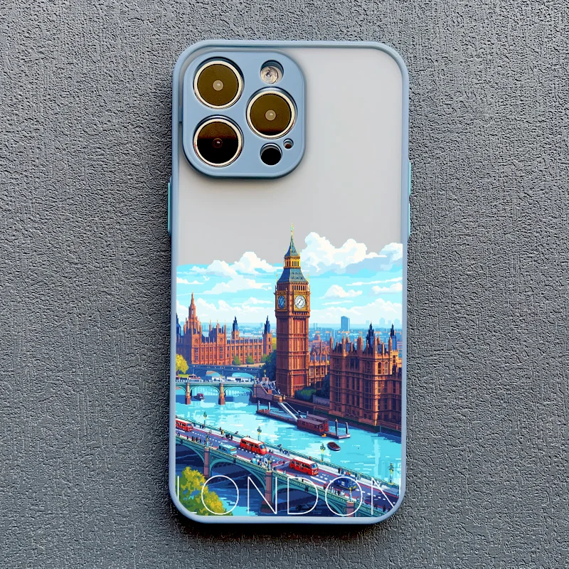 World Travel City Urban Architecture Handbemalte Handyhülle für iPhone 17 16 15 Pro Max Plus 13 12 Mini 14 11 Pro Max XR Cover – Detail 8