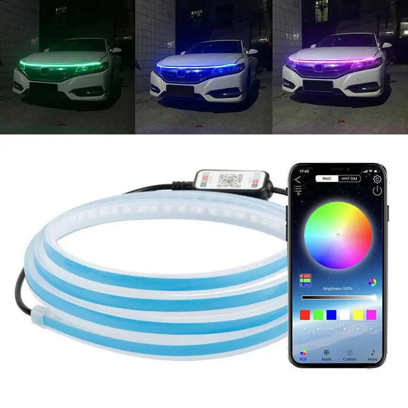 

Flowing Led Car Hood Lights Strip 150CM Engine Hood Guide Decorative Light Bar Auto Headlights Car Daytime Running Light