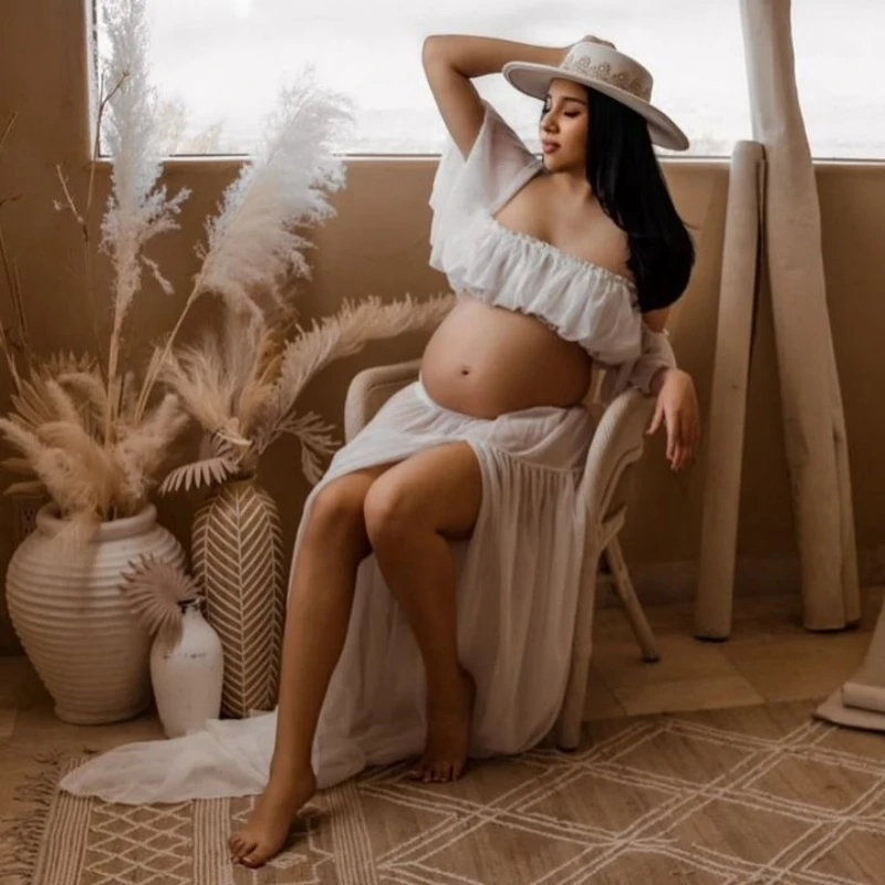 Boho Chiffon Two Pieces Maternity Photo Shoot Outfit Set Maternity Photography Clothes For Photography 2 in 1 Sets