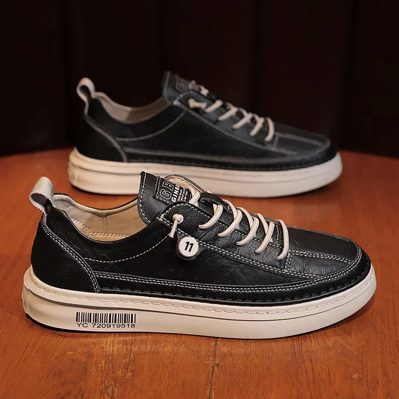 Brand Men's Casual New Leather Shoes for Men Non-slip Sports Shoes Fashion Comfortable Sneakers Male Flat Slip-on Casual Shoes 2