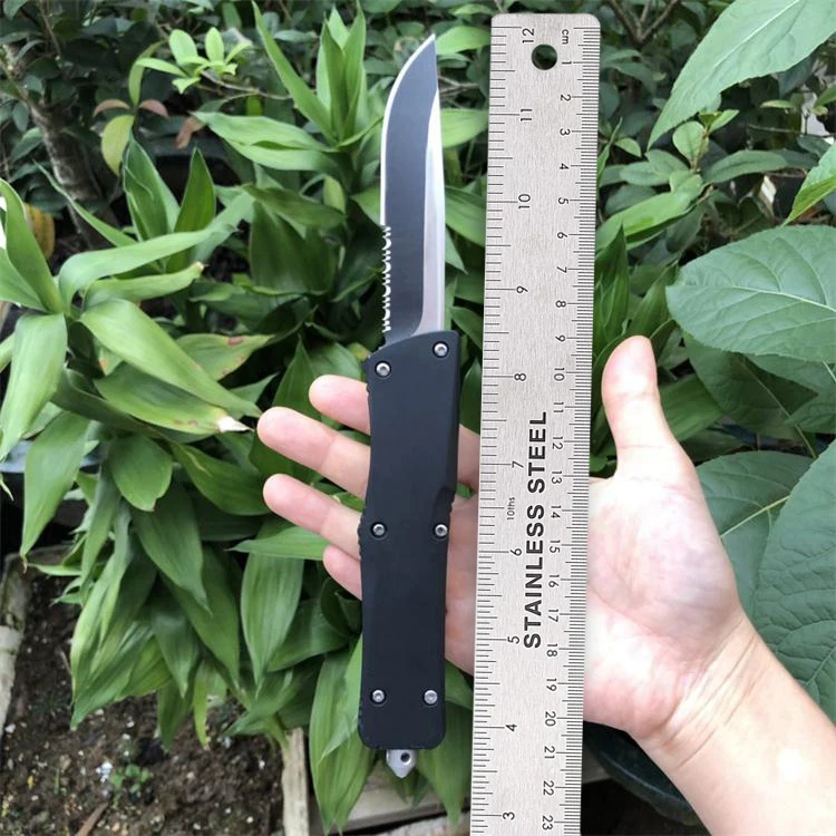 

Micro OTF Tech Knife Combat Troo Series 440 Steel Blade 58HRC Zinc Aluminum Alloy Handle Outdoor Self Defense Pocket Knife