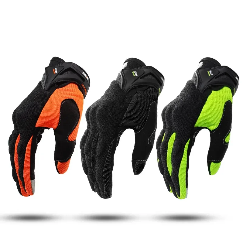 Motorcycle Gloves Breathable Full Finger Racing Motorcycle Mesh Breathable Gloves Stylishly Decorated Antiskid Wearable Touch Screen
