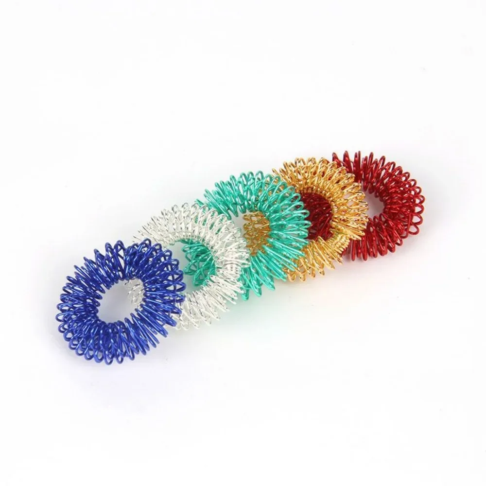 

Portable 5pcs Mini Finger Massage Rings Spring Acupuncture Ring Body Massager Relax Press Pains Relief elderlyHand Massage Tools