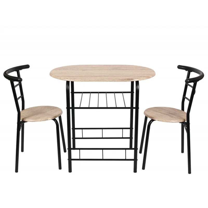 

Mainstays 3 Piece Metal and Wood Dining Set, Include 1 Table and 2 Chairs, Grey Color for Indoor