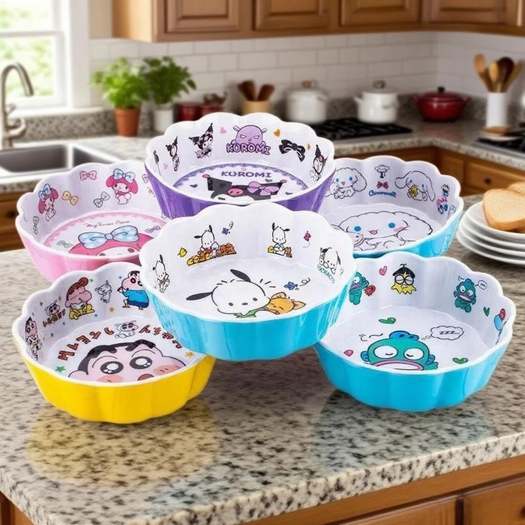 وعاء تناول الطعام للأطفال من سانريو كورومي، وعاء أرز عالي الجمال للطلاب، وعاء وجبات خفيفة من الفاكهة المنزلية لغرفة المعيشة