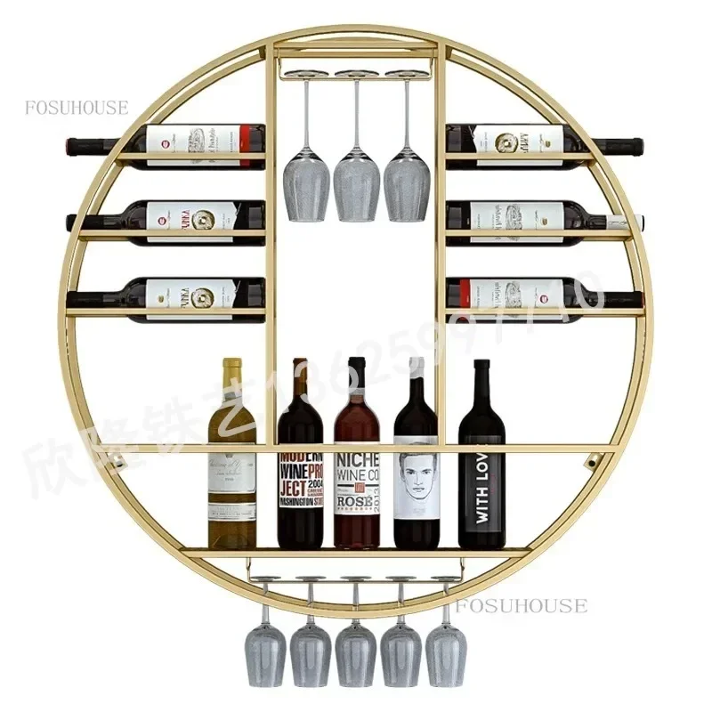 Luxury Bar Wine Display Rack Cabinets Wall Mounted Rack Iron Cabinet Kitchen Hanging Organizer Weinregal Household Products