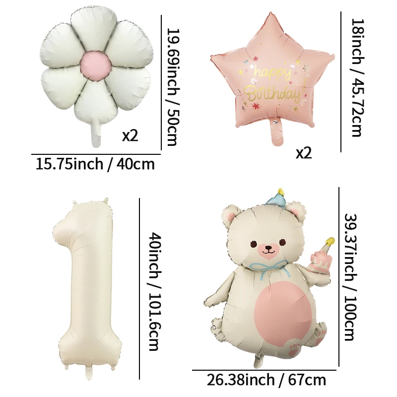 6 Stück Matte Gänseblümchen-Ballons 40 Zoll Creme Nummerierte Happy Birthday Aluminiumfolie-Ballons für Erwachsenen-Geburtstagsfeier Hochzeitsdekoration – Detail 3