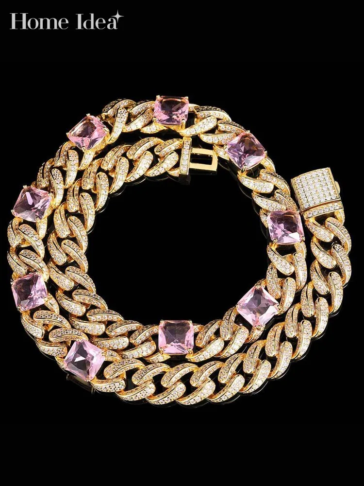 

Hip Hop Mens Zircon Horsewhip Chain Necklace 40cm/45cm/50cm Personality Cuban Chain Necklace