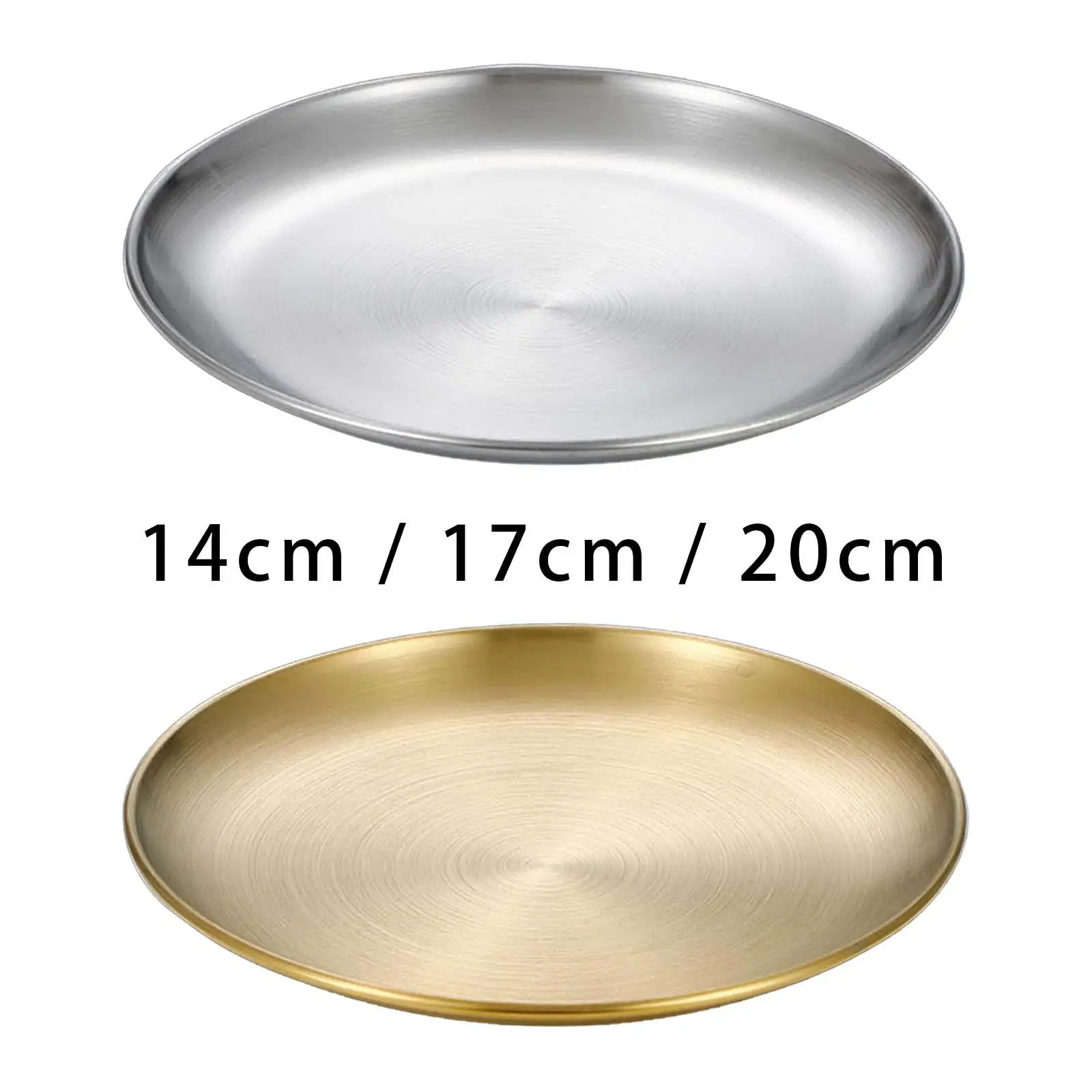 Stainless Steel Plate Reusable Dinnerware Stackable Serving Platter Round Metal Dinner Plate for BBQ Dessert Home Outdoor Hotel