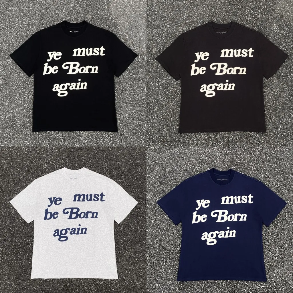 

2024 Spring Summer Cotton Tees CPFM Fit Kanye West Puff Letter Print Tops Short Sleeve Loose Men Women T-Shirt