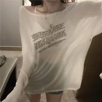 Vêtements d'été de Style coréen pour femmes, T-shirts amples et fins assortis avec tout, motif de lettres, Design Simple, hauts pour étudiants, nouvelle tendance 4