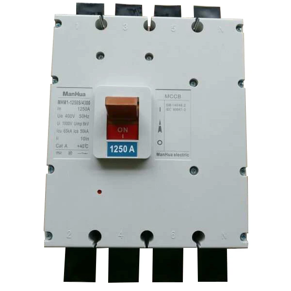 

MHM1-1250S 1250A 1000A 4P Four Poles Electrica Automatic Switch MCCB Standard Type AC690V 65KA Moulded Case Circuit Breaker